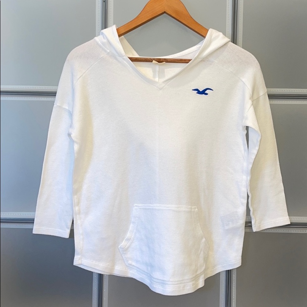 Hollister White Hooded Shirt